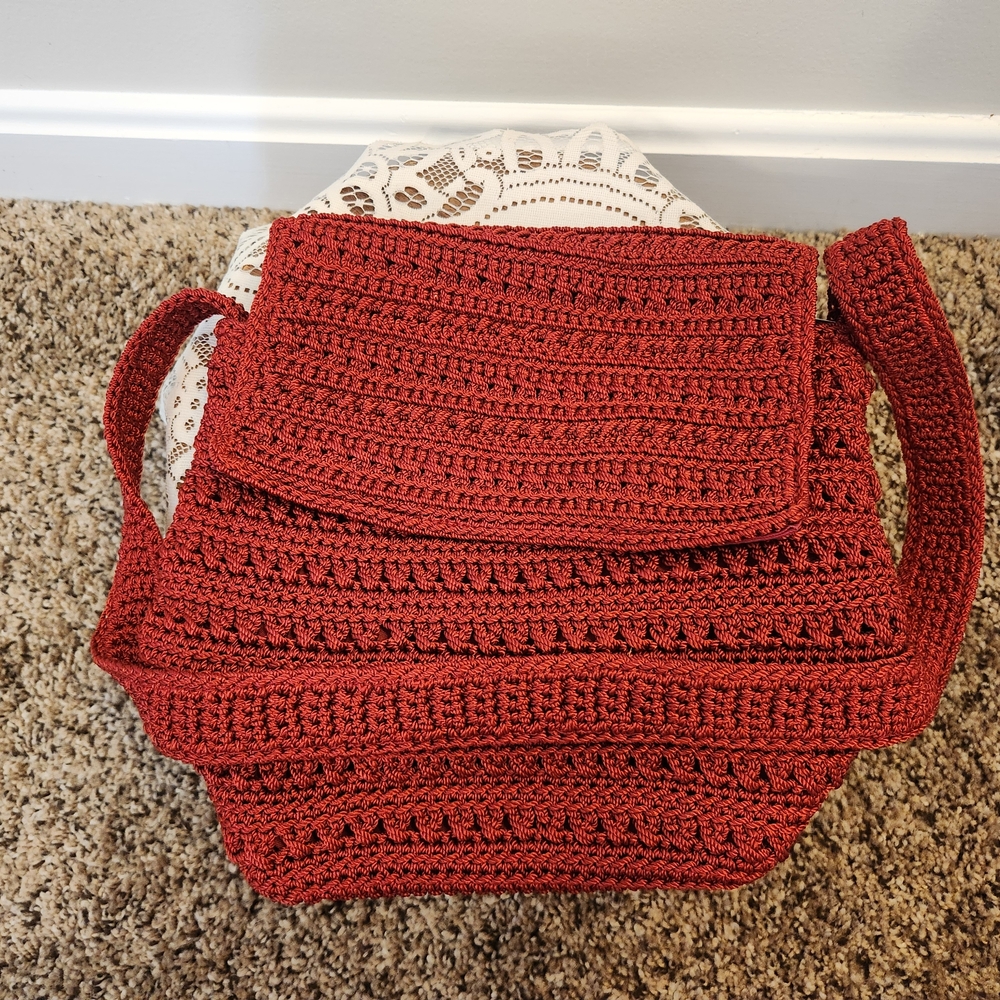 The Sak Red Crochet Shoulder Bag